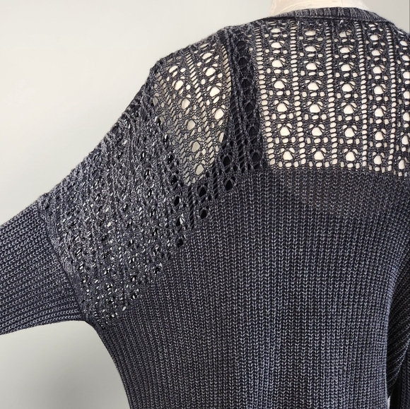 Y2K Charcoal Crochet Knit Cardigan Sweater Whimsigoth Dark Fairy Size M Witchy - Picture 8 of 16